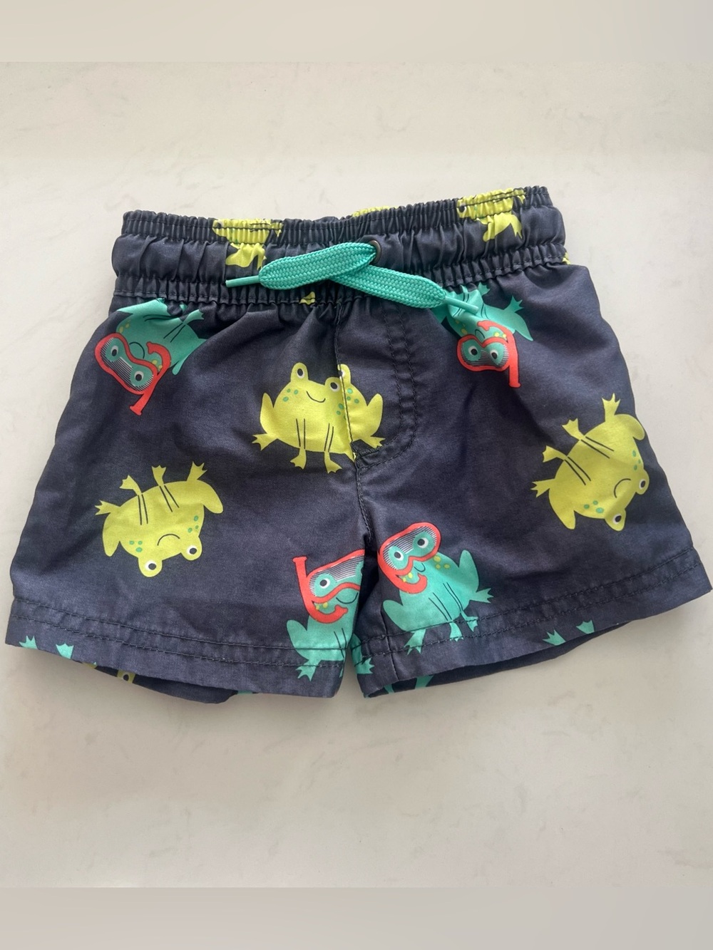 Simple Joys by Carter's Navy Swim Shorts with Lime & Teal Frog Print 3-6 months